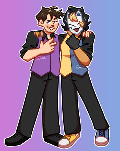 simple shading + full body + extra character